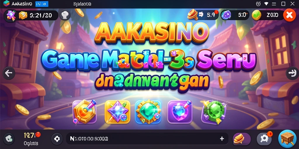 Tampilan gameplay menarik di AAKASINO dengan objek Match-3 berwarna.
