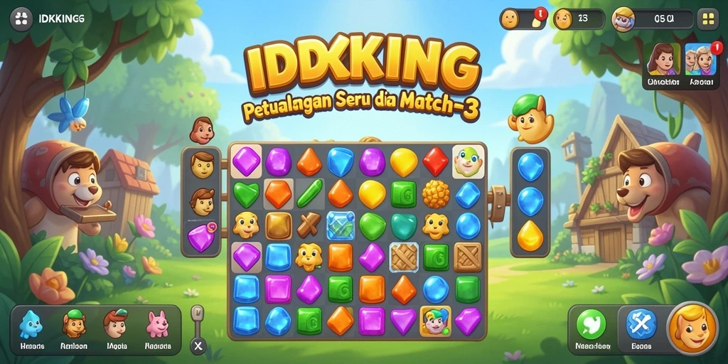 Tampilan memukau dari gameplay seru IDRKING dalam aksi Match-3.