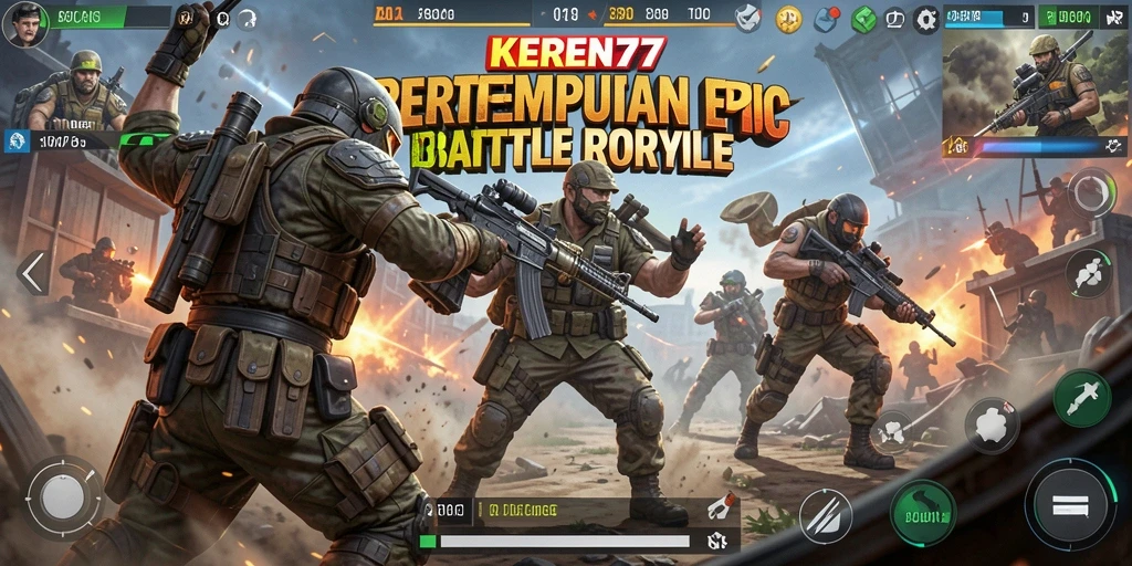 Tangkapan layar KEREN77 menunjukkan aksi seru dalam permainan Battle Royale.