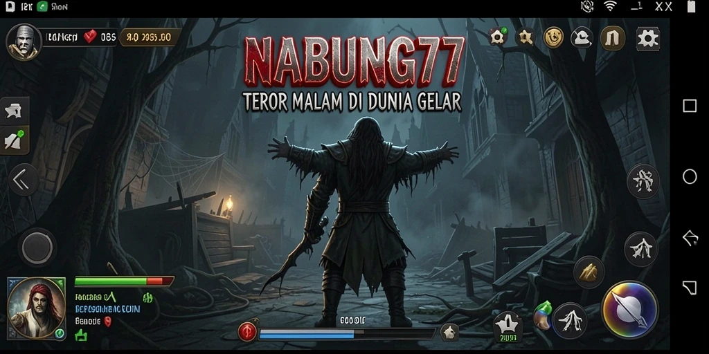 Screenshot menampilkan momen mencekam dalam NABUNG77 dengan makhluk menyeramkan.