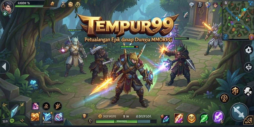 Tangkapan layar gameplay TEMPUR99 yang menunjukkan aksi pertempuran epik dalam dunia MMORPG.